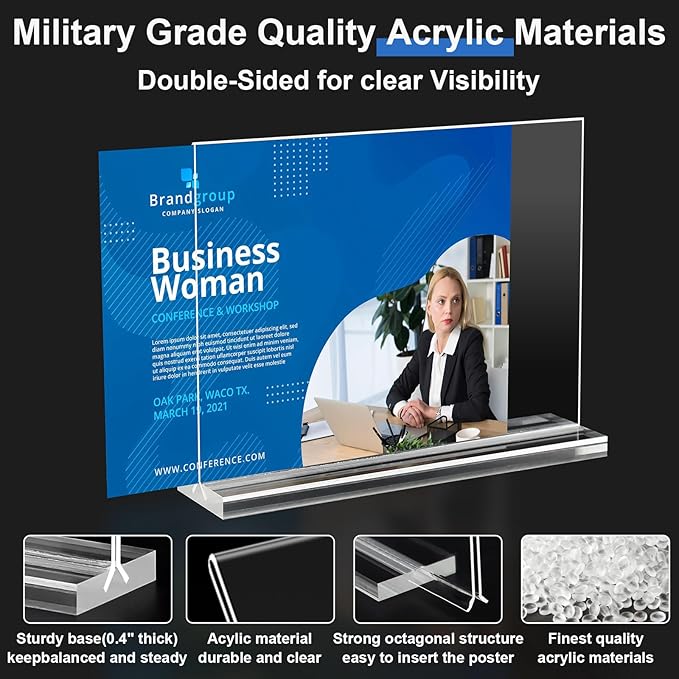 Acrylic Sign Holder 6x4,6 Pack Clear Sign Holder Double Sided Table Menu Horizontal Desktop Display Stand Paper Flyer Holder Tabletop Sign Holder Suitable for Restaurants, Office, Store, Hotels