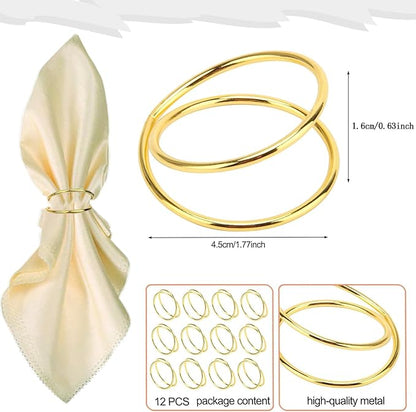 Gold Napkin Rings-12 PCS Metal Spiral Napkin Rings(Spiral) Napkin Holders Buckles for Family Dinner, Wedding, Party,Table Decorations