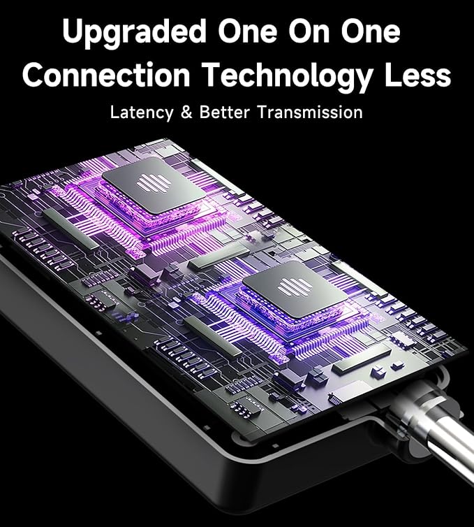 Wireless Microphone, Rechargeable Wireless Microphones with One-to-One Chip Connection and LED Lights, 40H Duration, 200FT Range Receiving, Less Latency Karaoke Microphone for Singing, Speech, Party