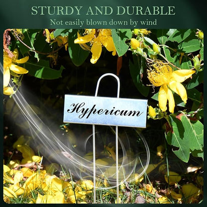 50 Pack Metal Plant Labels for Outdoor Garden Waterproof Plant Markers, Labels Garden Markers for Seedlings Herbs Vegetable Greenhouse Gifts, with Pen