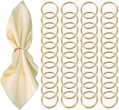 Gold Napkin Rings - 40 Pcs Stainless Steel Napkin Rings,Gold Rotundity Metal Napkin Ring for Table Settings Wedding Christmas Party Dinner Table