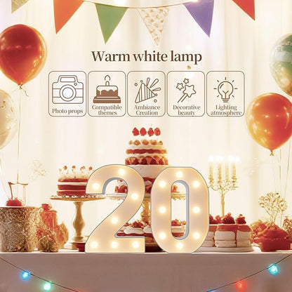 LED Marquee Light Up Numbers Sign - Lighted Birthday Numbers Sign for 18th Birthday Party Decoration, Bar Wall, Home, Table Room, Wedding and Christmas Decorations, Number 18