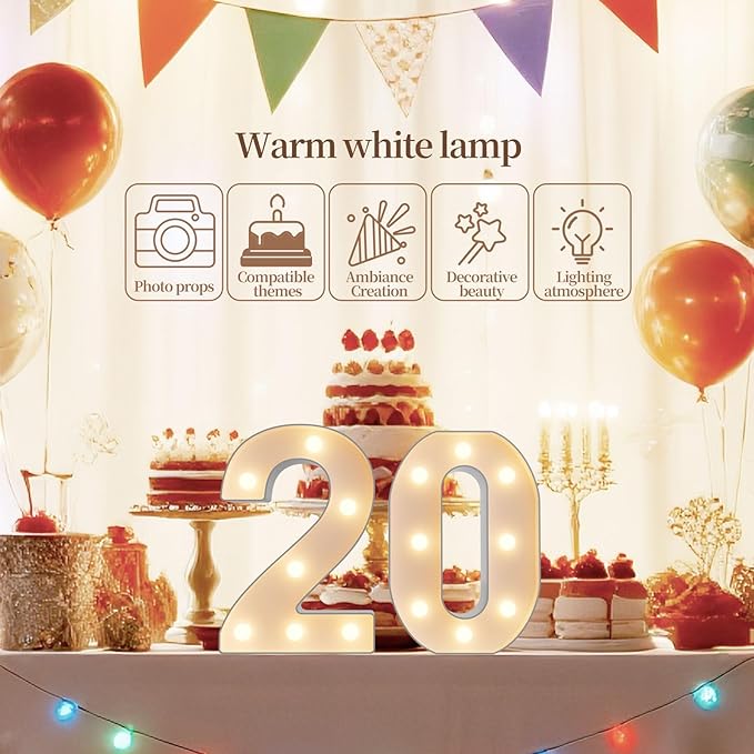 LED Marquee Light Up Numbers Sign - Lighted Birthday Numbers Sign for 16th Birthday Party Decoration, Bar Wall, Home, Table Room, Wedding and Christmas Decorations, Number 16
