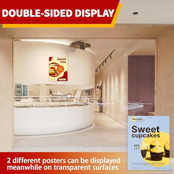 Rigid Magnetic Sign Holder 8.5 x 11 - Clear Plastic Magnetic Frames for Refrigerator Top Loaders Wall Sign Holder, Self Adhesive Frames for Walls Door Window Magnetic Picture Frame 10 Pack