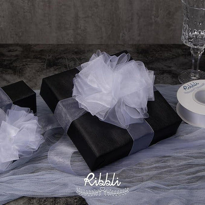 Ribbli White Organza Ribbon,1/2 Inches x Continuous 50 Yard,White Sheer Ribbon for Gift Wrapping,Cookie Wrapping,Wedding Decoration,All Crafting and Sewing