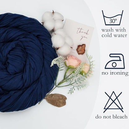 6 Pack Navy Blue Cheesecloth Table Runner 10ft Boho Gauze Fabric Cheese Cloth Table Runner 35 x 120 Inch Rustic Sheer for Romantic Wedding Decor Baby Shower Party Table Decoration