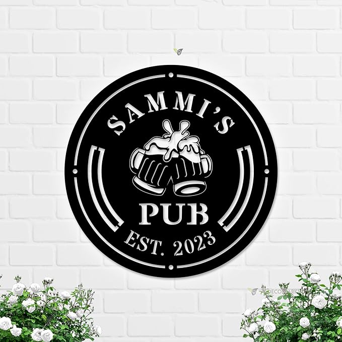 Personalized Bar Metal Art LED Light Beer Bar Metal Sign Custom Bar Sign Beer Bar Metal Wall Art Beer Mug Cheer Name Sign Bar Pub Decoration
