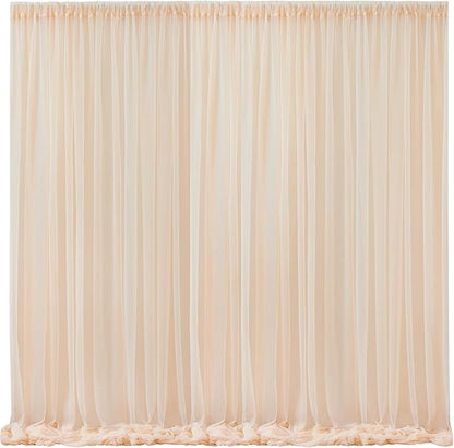 10x10 Champagne Tulle Backdrop Curtains for Parties, Sheer Backdrop Curtain Wedding Photo Background Drapes for Baby Shower Photography Birthday Party