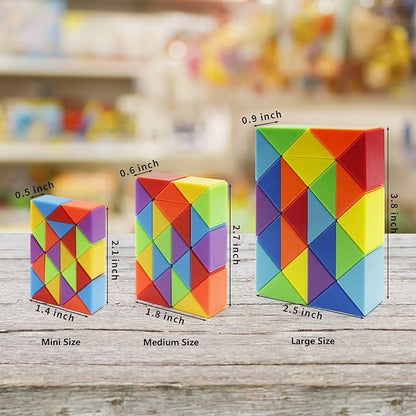 Ganowo 30 Pack Party Favor, Medium Fidget Snake Cube Twist Puzzle Toys for Kids Teens Stocking Stuffers Bulk Birthday Party Supplies Goodie Bags Fillers (Rainbow)