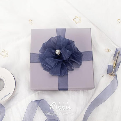 Ribbli Navy Organza Ribbon,1 Inches x Continuous 50 Yard,Navy Sheer Ribbon for Gift Wrapping,Cookie Wrapping,Wedding Decoration,All Crafting and Sewing