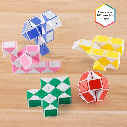 Ganowo 30 Pack Party Favor, Medium Fidget Snake Cube Twist Puzzle Toys for Kids Teens Stocking Stuffers Bulk Birthday Party Supplies Goodie Bags Fillers, Random Colors
