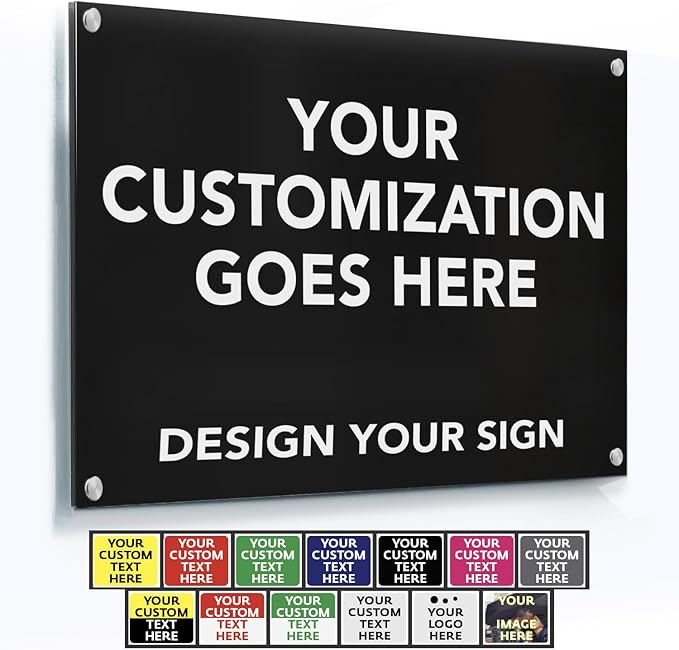 Custom Outdoor Metal Signs, Personalized Aluminum Signs, Customized Safety Signs, Metal Business Signs, Waterproof Outdoor Business Signs, White Aluminum (Black, 18x12 In)