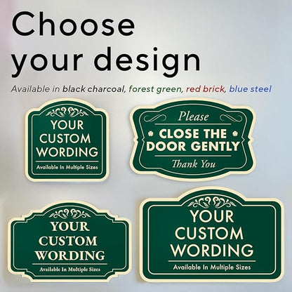 Custom Aluminum Signs: Driveway/Outdoor Metal, Waterproof, Forest Green 24x18 In