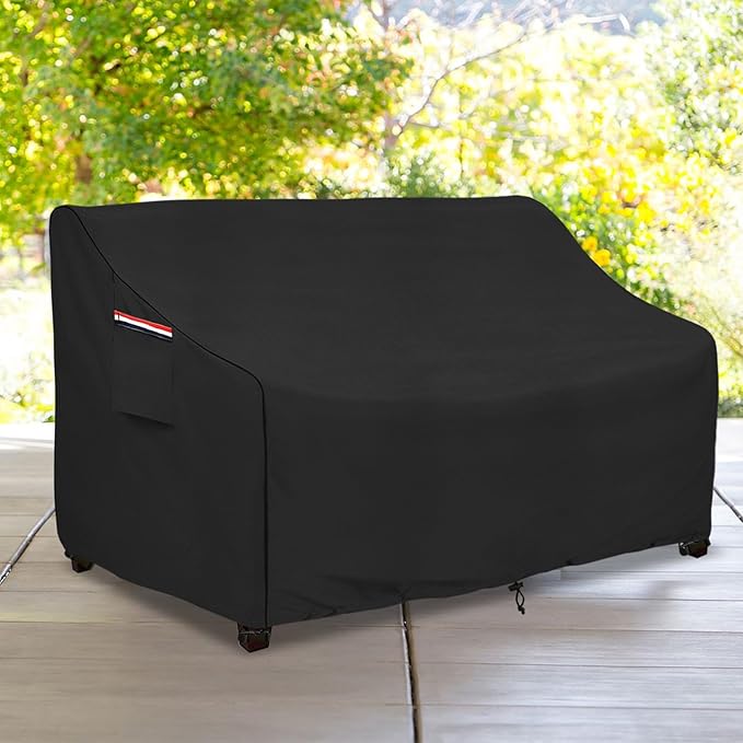 okcool Heavy Duty Patio Sofa Cover, 100% Waterproof 3-Seater Outdoor Sofa Cover Fits up to 85W x 38D x 35H Inches, Lawn Patio Furniture Covers,Black