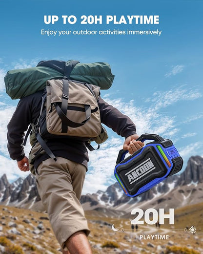 Speakers Bluetooth Wireless: 80W(Peak) Loud Speaker with Bass, 20H Playtime, IPX6 Waterproof, Large Jobsite Speakers for Work, Outdoor, Workshop, Garage, Portable Speaker with TWS (Blue)