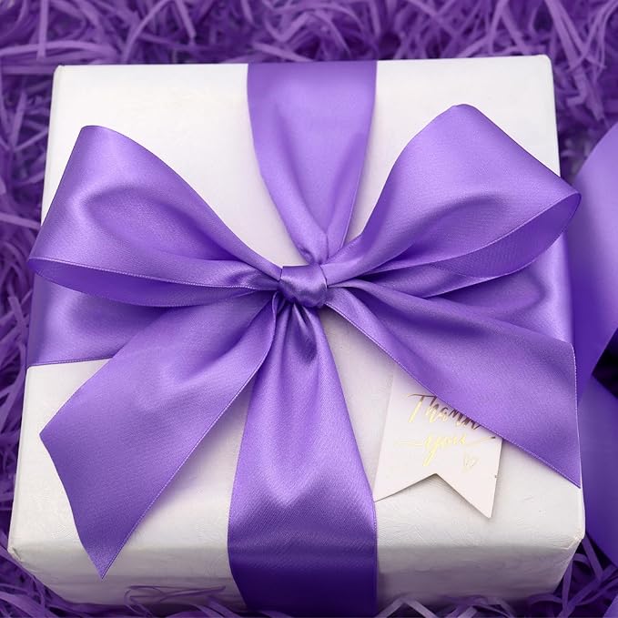 Light Purple Solid Satin Ribbon 2 Inch 25 Yards Solid Polyester Fabric Ribbon for Gift Wrapping Wedding Christmas Baby Shower Birthday Party Decoration Handmade Immortal Flower Craft