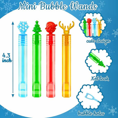 Christmas Mini Bubbles Wand Toys Gifts for Toddlers 20 Pack, Christmas Party Favors Supplies Goodie Bags Stocking Stuffers Fillers for Kids, Small School Classroom Prizes Treats Trinkets for Students