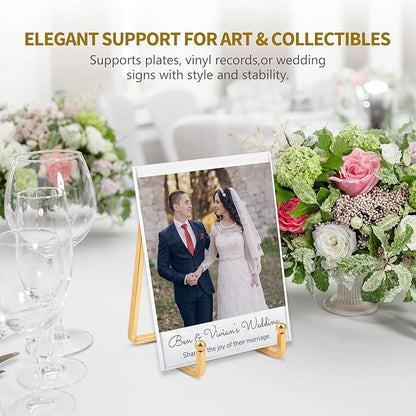 Plate Holder Easel Display Stand - 4.5 inch Metal Plate Stands for Display - Tabletop Picture Stand - Gold Iron Easels for Display Pictures | Photo Frames | Book | Decorative Plates | Plaque -1 Pack