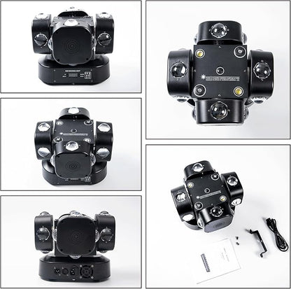 Moving Head DJ Light 16LEDs Rotating Beam Lights Stage Light DJ Lighting Led Pinspot Lights Uplighting Ligh-ts Sound Activated Dmx512 Light for DJ KTV Disco Party Wedding Concert Festival