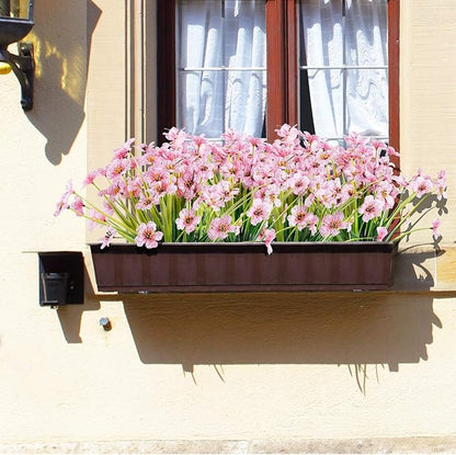 30 Bundles Artificial Flowers Outdoor UV Resistant Fake Flowers No Fade Faux Plastic Plants Garden Porch Window Box Decorating(Pink)