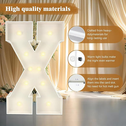 Marquee Light Up Letters: 3FT Large Decorative Signs for Party Decorations Baby Shower Birthday Wedding Engagement Anniversary, 3 Feet Tall Pre-Cut DIY Foamboard Letter F - Easy to Assemble