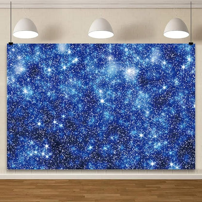 YongFoto Blue Glitter Backdrop 6x4ft Silver Light Spots Navy Blue Sequin Bokeh Photography Background Birthday Bridal Shower Wedding Photography Background Party Banner Decor Portraits Photoshoot