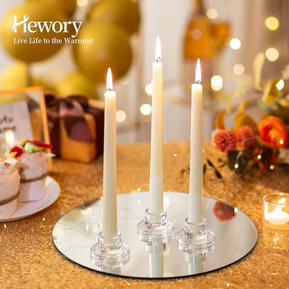 Hewory Glass Taper Candle Holders: 10 PCS Candlestick Holders Clear Short Tapered Candle Holder Set - Candle Stick Holder Decor for Table Centerpiece Wedding Party Advent Christmas Home Decorations
