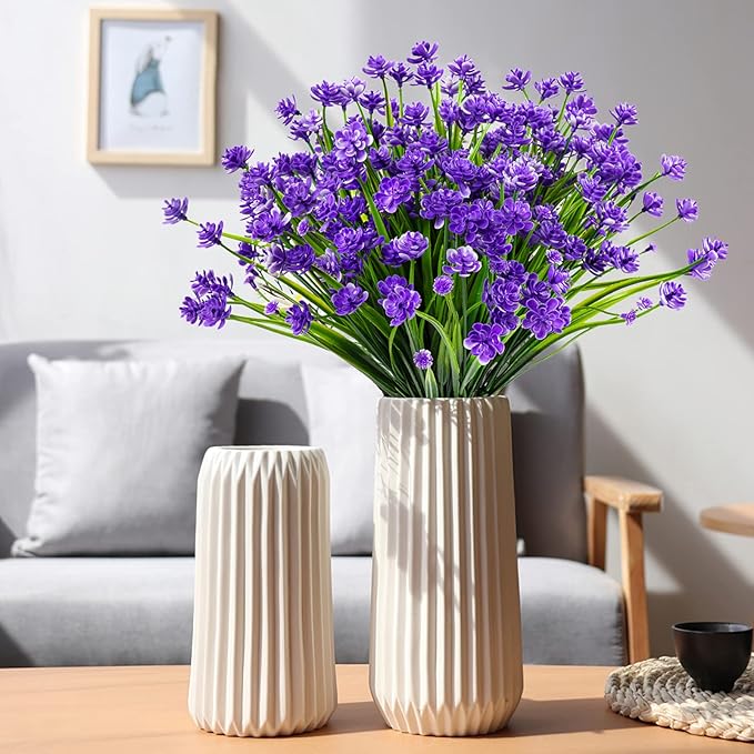 AmyHomie 20 Bundles Artificial Flowers for Outdoor Outside Spring Summer Decoration UV Resistant Faux Flowers No Fade Fake Plastic Plants Garden Porch Window Box Decorating