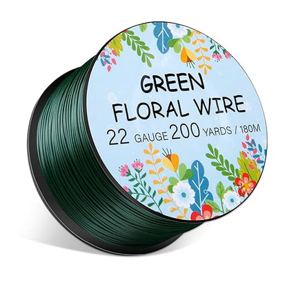 Floral Wire 22 Gauge Flower Wire for Craft, 200 Yards Green Flexible Paddle Florist Wires for Flower, Green Florist Wires Christmas Wreaths Tree, Garland Floral Flowers Arrangements, and Wreath Frame