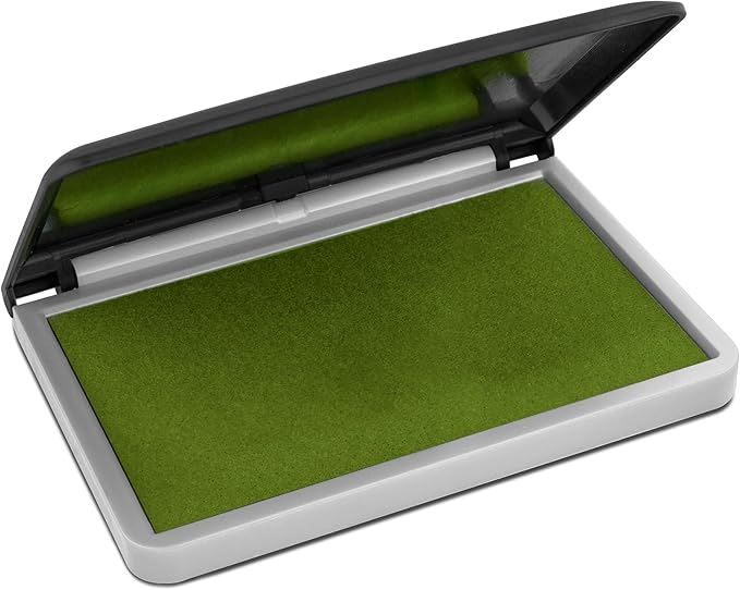 MaxMark Large Premium Olive Green Ink Stamp Pad - 2-3/4" by 4-1/4" - Premium Quality Felt Pad