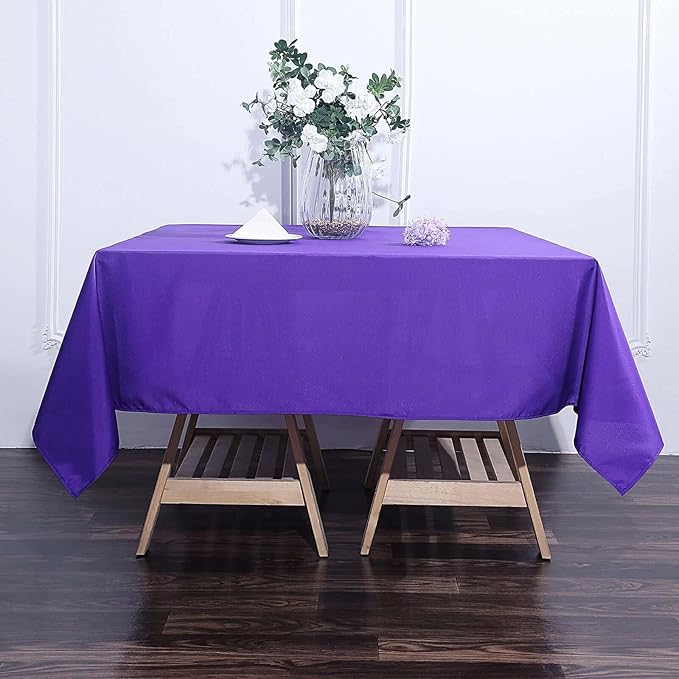 Efavormart 70" Premium Square Polyester Tablecloth for Wedding Kitchen Dining Events - Purple