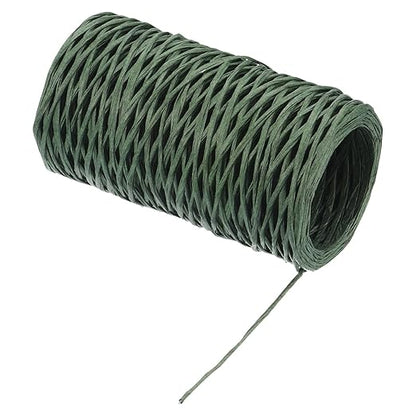 PATIKIL 164 Feet Floral Bind Wire Wrap Twine, 1mm Florist Wire Iron Wire Paper Covered Vine Wrapping Binding Wire for Flower Bouquets, Green