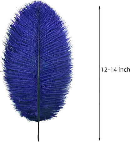 Ballinger Royal Blue Ostrich Feathers - 24Pcs 12-14inch Craft Feathers for Party Centerpieces, Flower Arrangement and Home Decor