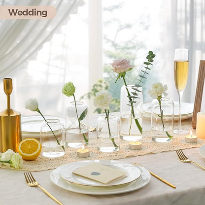 ComSaf Small Flower Vase Set of 12, Glass Bud Vases in Bulk, Clear Vases for Flower, Decor Centerpiece for Bathroom, Decorative Vases for House Warming, Valentines' Day, Mother's Day, Thanksgiving Day
