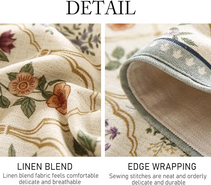 ISAENNE Designer Vintage Elegant Linen Table Runner 102 Inches Long,Colorful Wildflower Pattern Runner,Decor Table Runners for Dining Tables,Thanksgiving,Christmas,Banquet,12"*102"-Serenity B