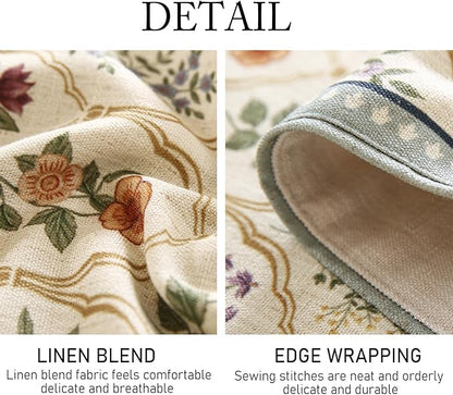 ISAENNE Designer Vintage Elegant Linen Table Runner 102 Inches Long,Colorful Wildflower Pattern Runner,Decor Table Runners for Dining Tables,Thanksgiving,Christmas,Banquet,12"*102"-Serenity B