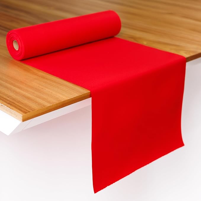American Homestead Paper Table Runner Roll - 78 ft. Disposable Linen-Like Table Cover Roll - 20 Perforated Table Runners (16" x 48") for Parties, Weddings, and Events - Red