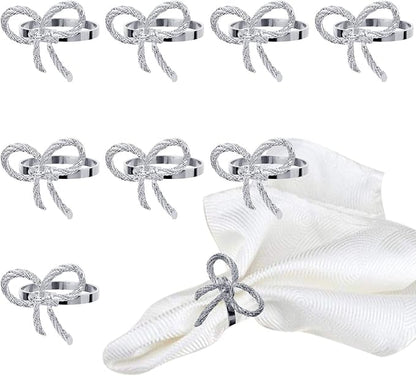 Pack of 6 Napkin Rings Alloy Hollow Out Flower Napkin Holder Dinning Table Napkin Ring for Dinner Parties Wedding Banquet Table Setting Family Gatherings Table Decor（Silver，6）