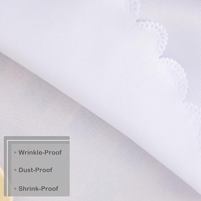 Round White Tablecloth 48 Inch Polyester Fabric Washable Table Cloth Decorative Wrinkle Resistant Solid Color Table Cover for Kitchen Dinning Party Wedding Camping