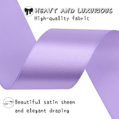 Light Purple Solid Satin Ribbon 1-1/2 Inch 50 Yards Solid Polyester Fabric Ribbon for Gift Wrapping Wedding Christmas Baby Shower Birthday Party Decoration Handmade Immortal Flower Craft