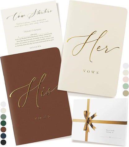ARTESORI Wedding Vow Books His & Hers - Wedding Registry Gifts Ideas for Bride & Groom, Vow Books for Wedding - Soft-Touch, Gold-Foiled, 28 Lined Pages Vow Book for Her & Him [Ivory & Terracotta]