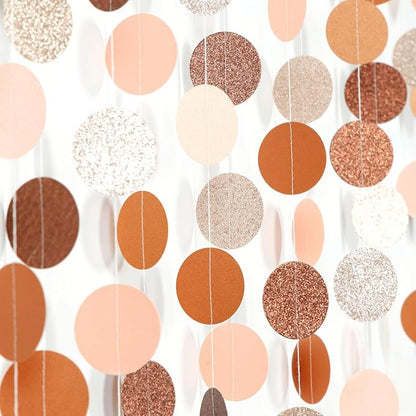 Boho Brown Rose-Gold Party-Decorations Streamers-Garland - 52ft Fall Birthday Hanging Paper Banner,Autumn Baby Bridal Showe Neutral Burgundy Wedding Bachelorette Decor Hugfond