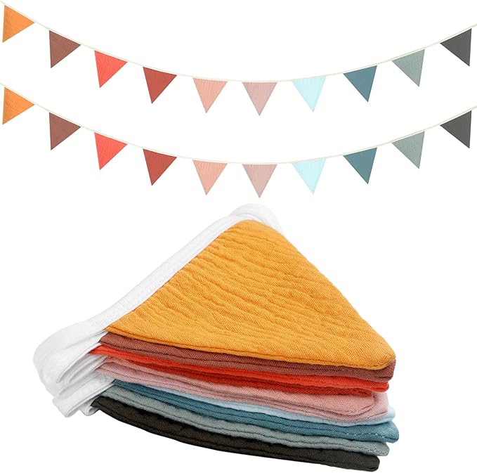 Oudain 15.5 ft Pennant Banner Flags, 2 Pcs Nursery Garland Triangle Bunting Flag Baby Banner for Nursery Decor Baby Birthday Boho Wedding Shower Party Event, Each 7.75 ft(Mixed Color)