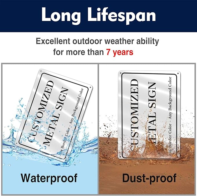 Custom Signs Outdoor Metal - 12 x 8 Personalized Aluminum Rust-Proof Entrance Garden Hazard Intersection Parking Signs, Decorative Sign（Style 02)