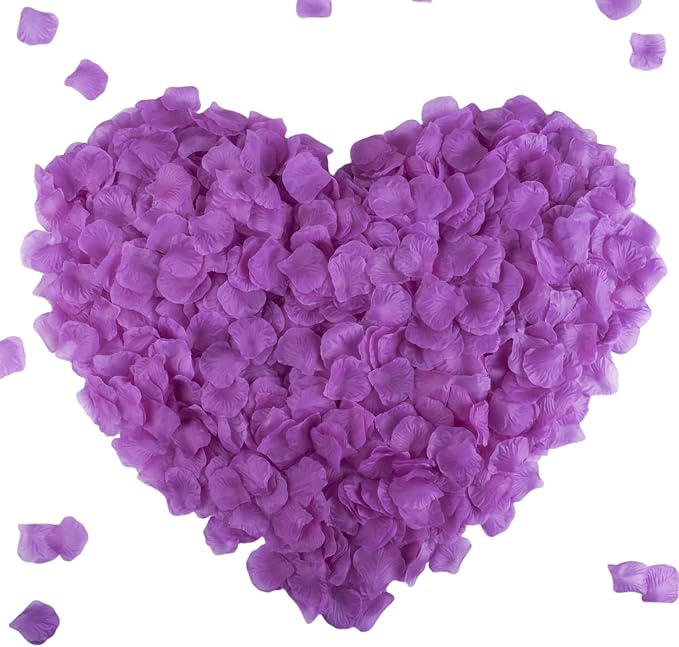 CODE FLORIST 1100 PCS Silk Rose Petals,Fake Rose Petals for Romantic Night,Wedding,Proposal Anniversary Flower Decorations(Separated,Scented,Purple)