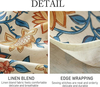 ISAENNE Designer Bohemian Floral Small Round Tablecloth,Linen Colorful Table Cloth,Wrinkle Resistant Decor Tablecloths for Dining Thanksgiving Kitchen Party Christmas,Diameter 55"-Estevan B