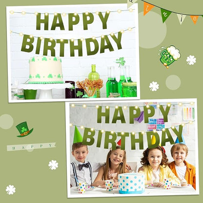 TaoBary 112 Pcs DIY Letter Kit Glitter Customizable Banner Letters Include 107 Letters and Numbers 3 Rope and 2 Needles for Birthday Halloween Christmas Wedding Valentine Party Decor(Bright Green)