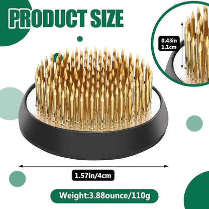 Sliner 16 Pieces Floral Frogs 1.57 Inch Round Brass Flower Holder Japanese Ikebana Vase Kenzan Flower Flower Arranger Flower Fixed Tools Pin for Flower Arrangement Home DIY Craft