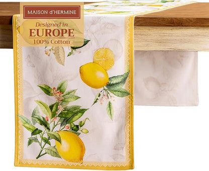 Maison d' Hermine Table runner 100% Cotton Double Layer Table Runners 72 inches long Decorative for Home Kitchen Dining Party Baby Shower Wedding Bridal Shower Spring Summer (Limoncello, 14.50" x 72")