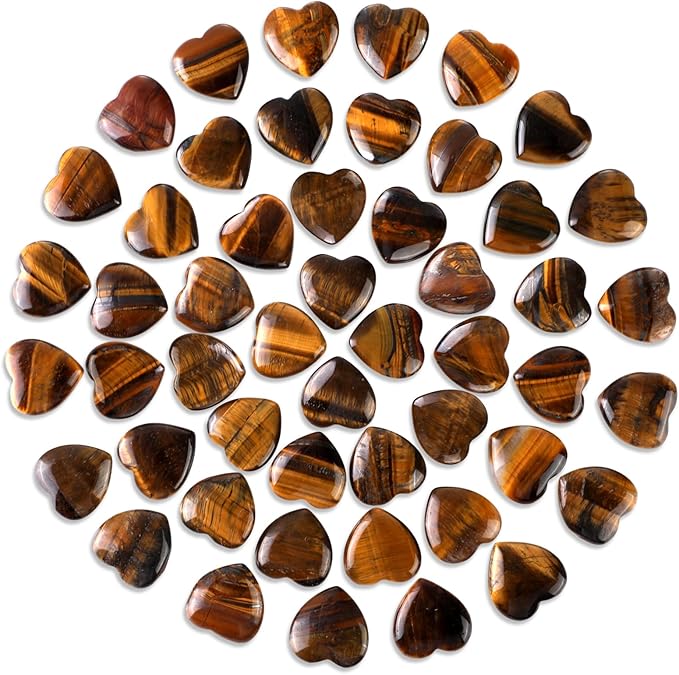 Gerrii 50 Pcs Heart Healing Stone Bulk Quartz Heart Inspirational Stones Gift for Women Love Pocket Polished Natural Energy Balancing Meditation 0.8 Inch(Amber)